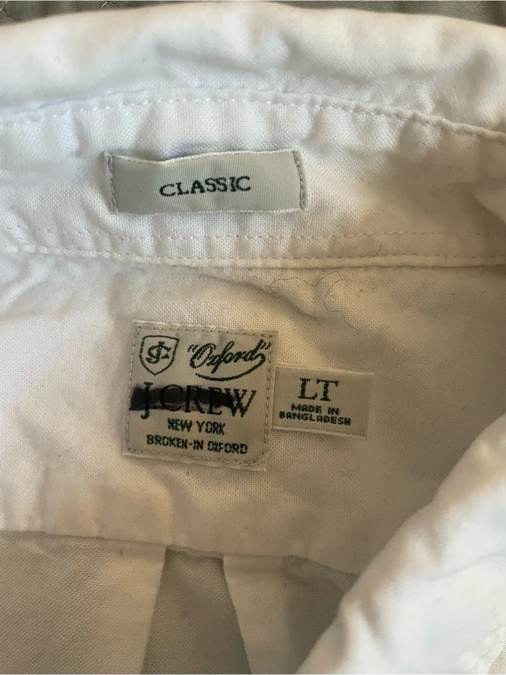 J. Crew Classic Tall Broken-in organic cotton oxford shirt in White LT $98 BG423